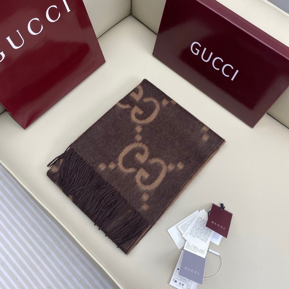 Gucci Brown Scarf with Fringe